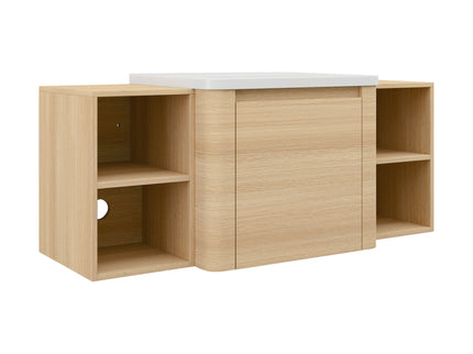 Wall Mounted Bathroom Vanity With Sink, Storage Shelves & Soft Close Door