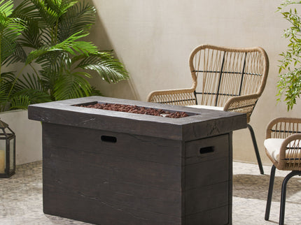 Custer - Rectangular Fire Pit 50, 000 Btu Magnesium Oxide - Brown