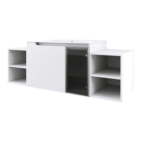 Wall Mounted Bathroom Vanity With Sink, Cabinet & Half Door