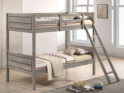 Brenton - Twin Over Twin Bunk Bed With Ladder - Taupe
