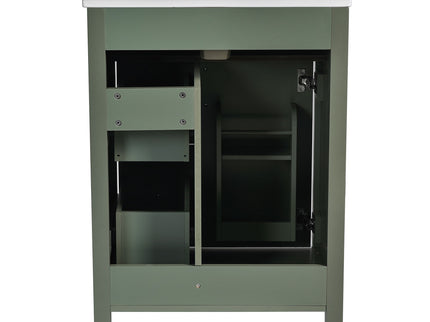Elegant Bathroom Vanity With Ceramic Sink, Soft Close Doors And Drawers, Double Storage Racks
