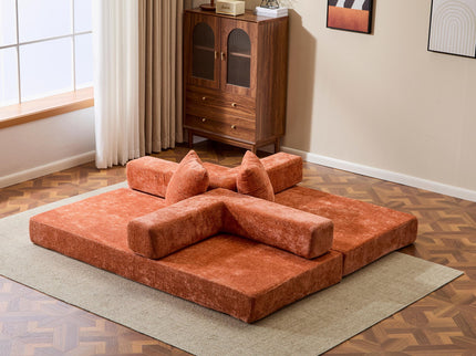 Convertible Floor Sofa Bed With Pillow Back Support Armrest