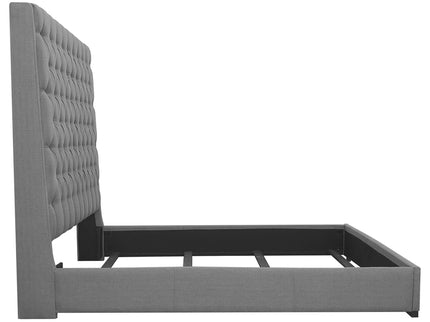 California King Upholstered Panel Bed With Tufted Headboard - Gray
