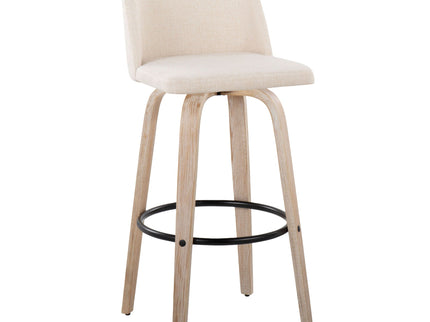 Toriano - Mid-Century Modern Fixed Height BarStool With Round Footrest (Set of 2)