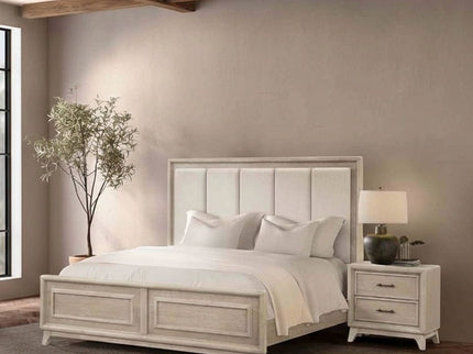 3 Piece Bedroom Set With Padded Headboard, 2 Nightstands