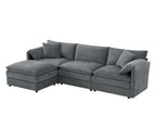 Dark Gray / 3 Seater Sectional Sofa With Ottoman