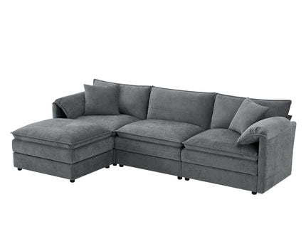 Modular Sectional With Deep And Wide Seat, Cloud Couch Set With Double Cushions Sofa With Movable Ottoman