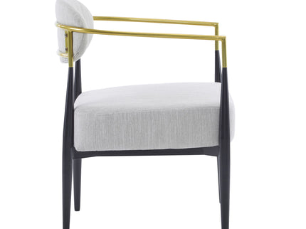 Mid Century Modern Upholstered Accent Armchair With Tapered Legs - Beige / Black / Gold