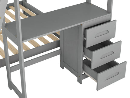 Bunk Bed With Built In Desk And 3 Drawers