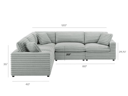 Jenny - 5 Piece Sectional - Gray