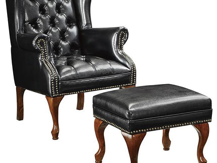 Samantha - Wingback Chair And Ottoman Set - Black