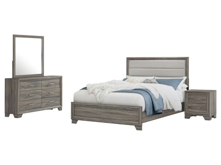 Funston - 4 Piece Queen Bedroom Set With Upholstered Headboard - Oak