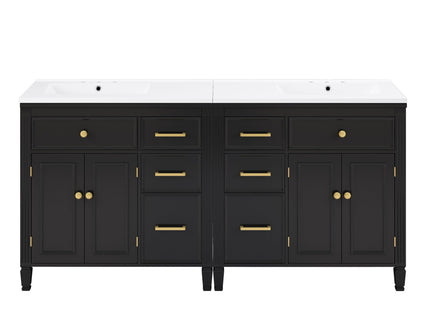 2 Piece Freestanding Bathroom Vanity Set With Sink Top, Reversible Dual Layout