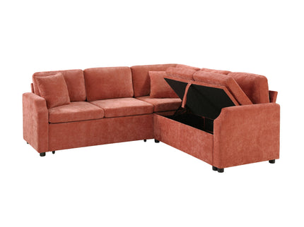 Modern L Shaped Sectional Sofa Bed With Hidden Storage Upholstery