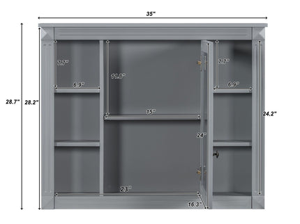 Wall Mounted Bathroom Storage Cabinet With Mirror, Cabinet With 6 Open Shelves And Adjustable Interior