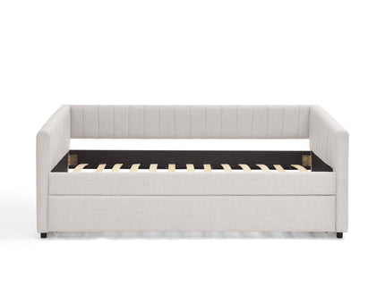 Upholstered Daybed With Trundle With Vertical Stripes