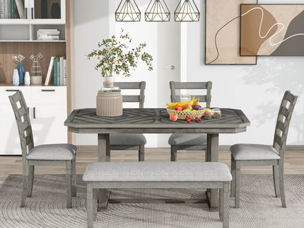6 Piece Dining Table Set With Ergonomic Seating