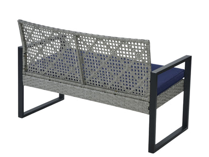 4 Piece Patio Furniture Set With Acacia Wood Table Top And Cushions