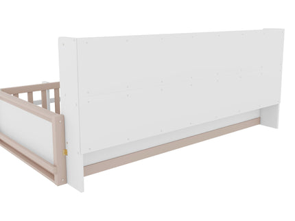 Platform Bed Frame With Guardrail, Storage Shelves & Bookshelf