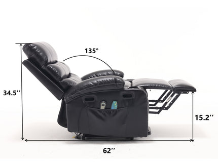 Cozy Electric Power Lift Recliner Chair Sofa For Elderly With Vibration Massage And Lumbar Heat