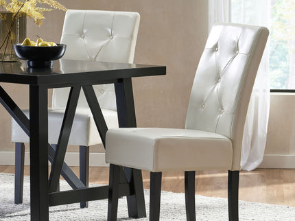 Carter - 5 Tuft Dining Chair With Button Tufted Backrest And Espresso Legs - Ivory