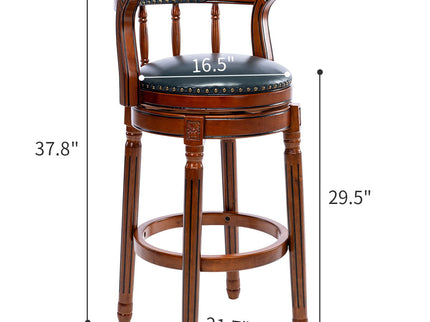 Swivel Cow Top Wooden Bar Stool, 360 Degree Swivel Bar Height Chair With Backs For Home Kitchen Counter