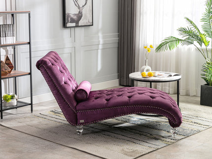 Chaise Lounge Indoor, Button Tufted Upholstered Chaise Lounge Chair With Pillow