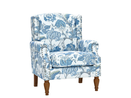 Accent Chair With Floral Upholstery And Nailhead Trim