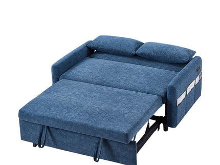 Pull Out Sleep Sofa Bed Loveseats Sofa Couch With Adjsutable Backrest, Storage Pockets, 2 Soft Pillows, USB Ports For Living Room, Bedroom, Apartment, Office