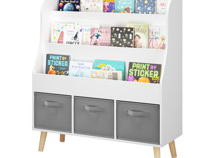 Bookshelf With 3 Bins, Storage Shelf For Toys And Books