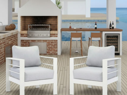 Modern All-Weather Patio Armchairs & Thick Cushions (Set of 2)