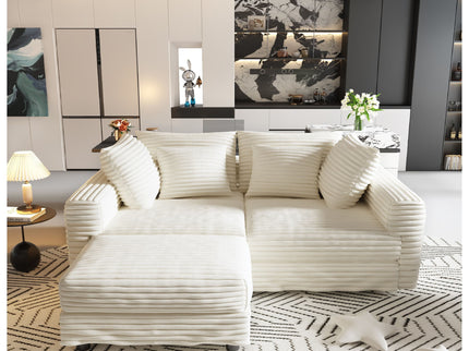 Deep Seat Convertible Sofa With Soft Pillows And Ottomans