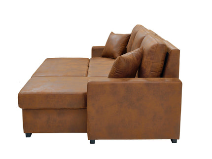 Upholstered Sectional With Pull-Out Bed And Chaise Storage