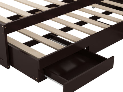 Platform Bed With LED Headboard, Charging Station, Trundle And 2 Drawers