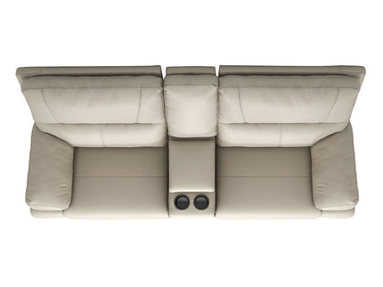 Malibu - Modern Power Motion 3 Piece Reclining Loveseat Sofa With Cup Holders - Cream Taupe Beige