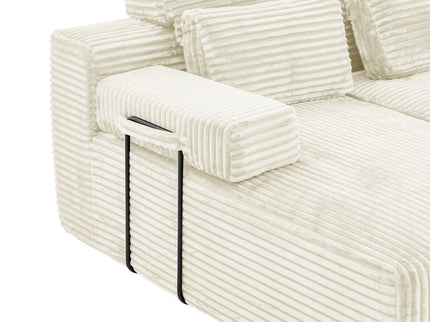 Sectional Sleeper Sofa & Storage Pockets, Modular Couch With Throw Pillows For Living Room