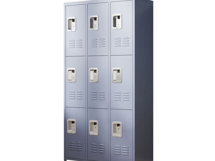 9 Door Lockers With Lock For Storage In Office, School, Gym, And Bedroom - Gray