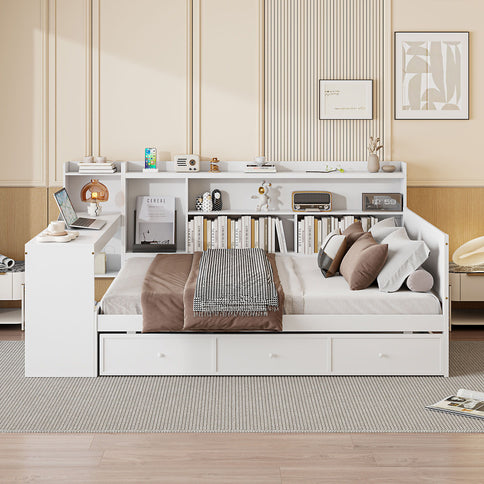 Daybed With 3 Drawers USB Ports And Desk