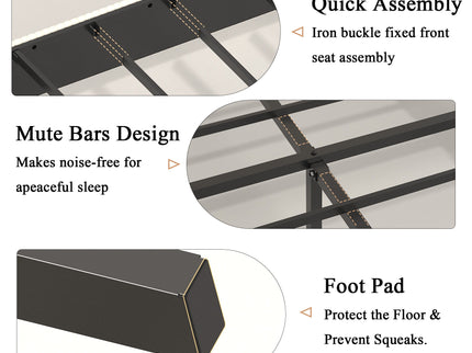 Platform Bed With Metal Frame And Charging Station