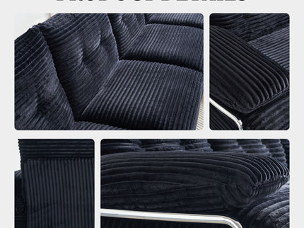Upholstery Modular Sectional Sofa , 4 Seater With 2 Ottomans For Living Room - Black
