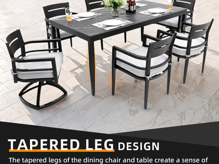 Modern Outdoor Patio Dining Set With Table And Chairs With Sunbrella Cushions