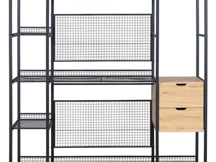Open Style Wardrobe With Hanging Rails, Shelves And Drawers