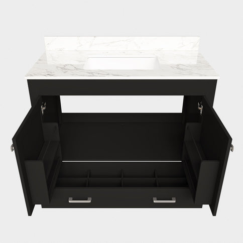 Bathroom Vanity Set, Sink And Faucet Holes Included - Black