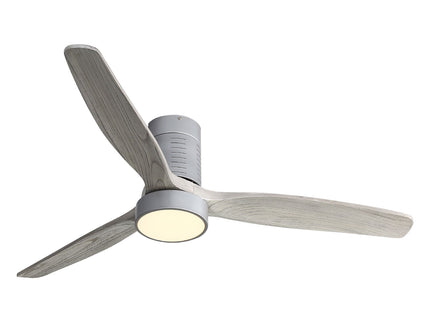 52" 18W LED Ceiling Fan With Dimmable 6 Speed Remote 3 Blade Reversible DC Motor For Living Room - Silver