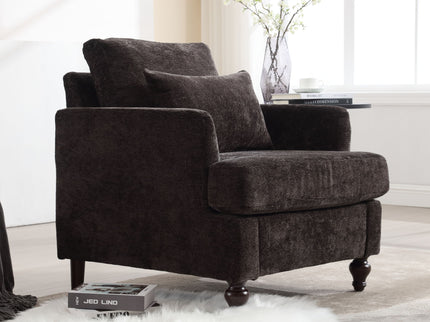 Modern Mid Century Wood Frame Armchair With Tufted Design