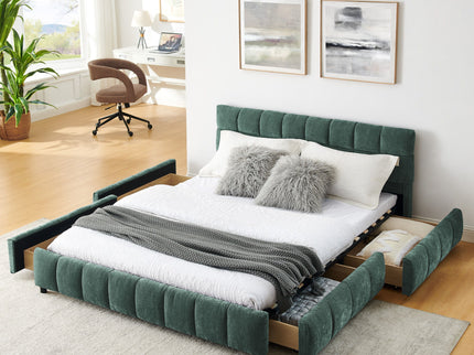 Modern Platform Bed Frame With Thick Fabric