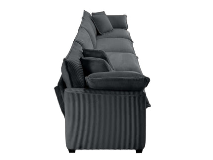 Modern Upholstered 4 Seater Fabric Sofa With Arm And Throw Pillows