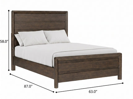 Panel Bed Frame With Unique Headboard And Included Slats