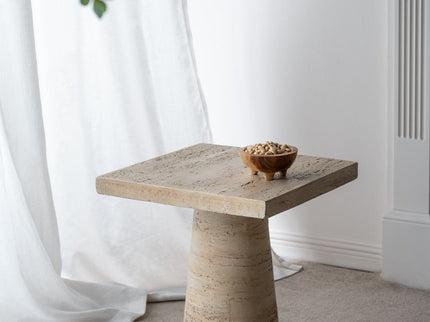 Square Side Table With Pedestal Base