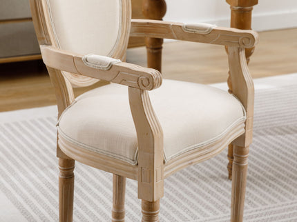 French Vintage Upholstered Fabric Dining Armchair (Set of 2)